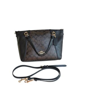 Coach Black and Brown Shoulder Bags with Leather Finish